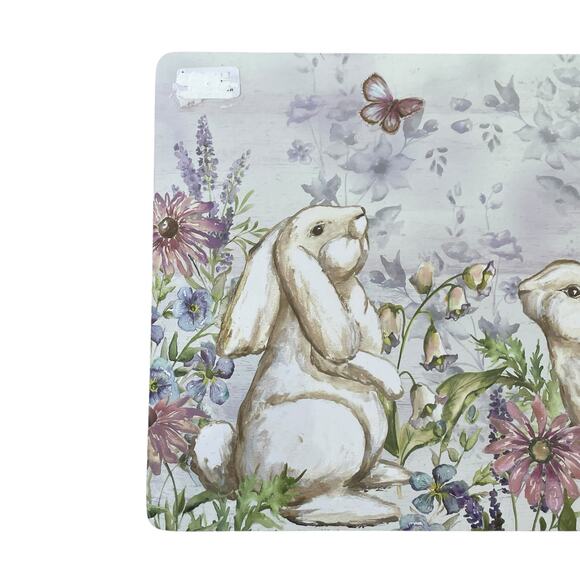 LAUREL HOME Floral Garden EASTER Bunny Cork Back Placemats 11x15 Set of 4 NEW - Picture 10 of 16
